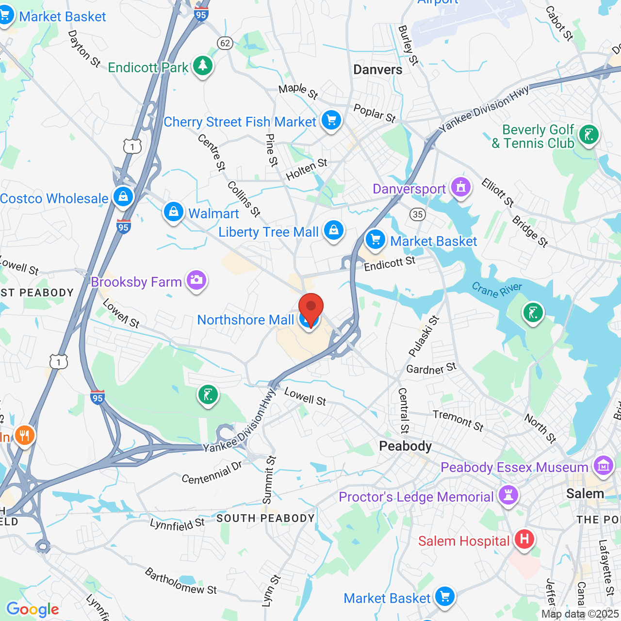 Google map image of our location in 210 Andover St Peabody, MA